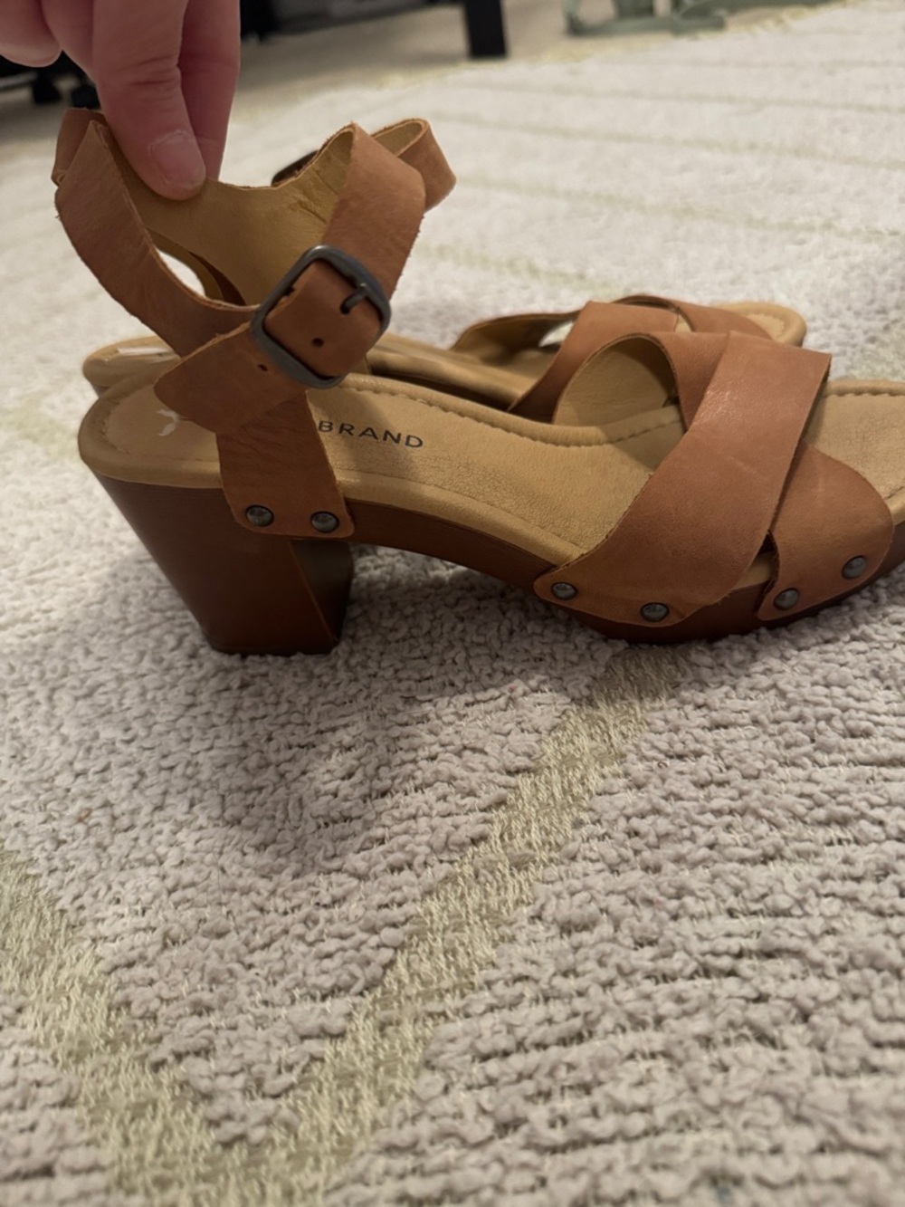 Lucky Brand Brown Leather Wedge Sandals Ankle Strap Boho Size 7M - Picture 4 of 6